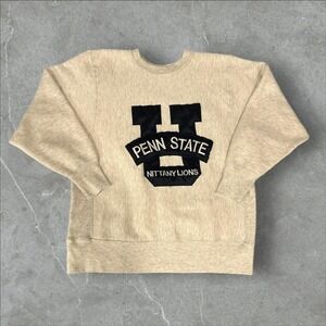 Vintage 1970s Penn State Nittany Lions Crewneck Sweater Womens Medium Grey Blue